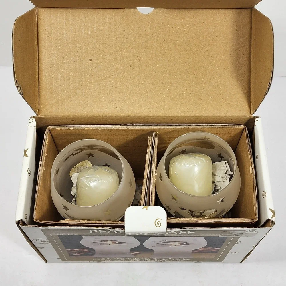 Vintage 2000 Pfaltzgraff White Angel Mini Floating‎ Pillar Candle Set (2) NIB